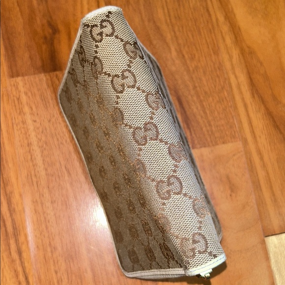 Authentic Gucci GG Zip Around Canvas Agenda with Charm Zipper Pull